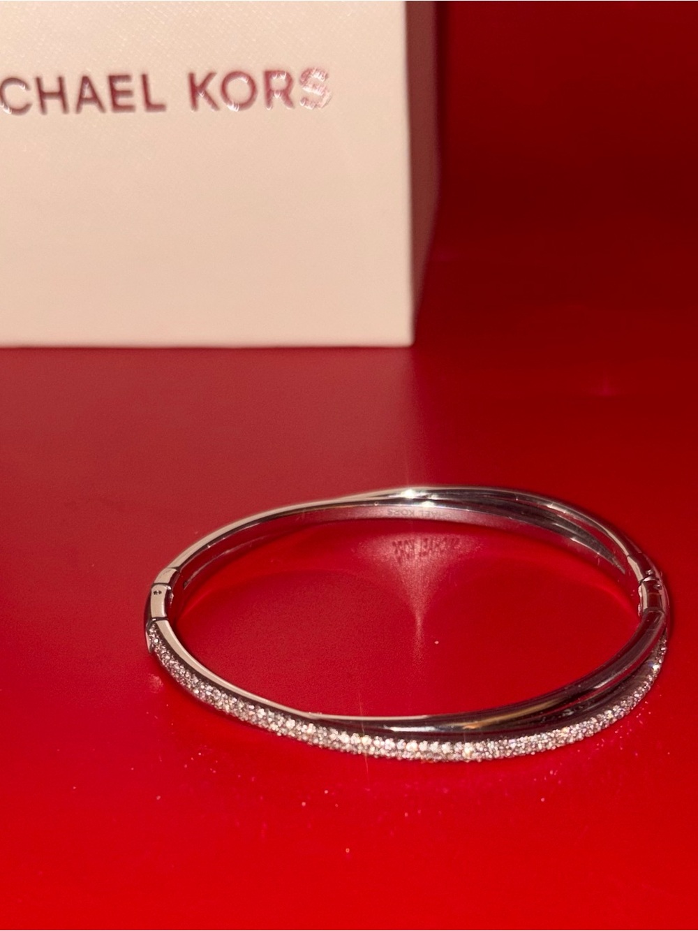 Michael Kors Silver Crystal Pavé Double Bangle Bracelet
